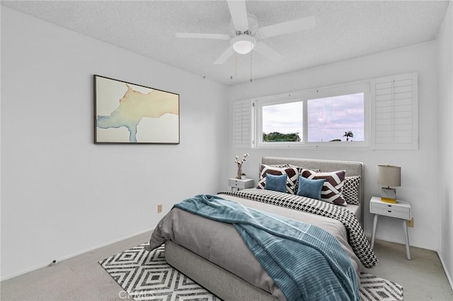 8913 La Dona Ct, Fountain Valley, CA 92708 - bedroom with baseboards, a ceiling fan, carpet flooring, and a textured ceiling