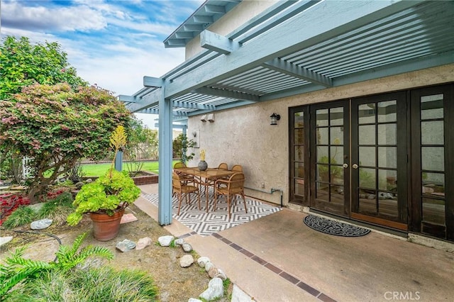 8913 La Dona Ct, Fountain Valley, CA 92708 - view of patio / terrace featuring french doors and a pergola