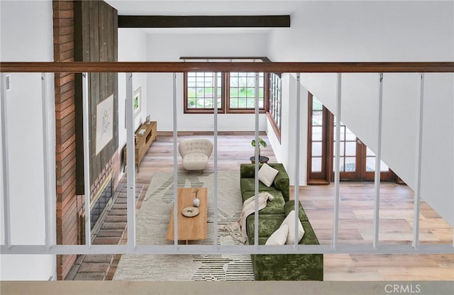 8913 La Dona Ct, Fountain Valley, CA 92708 - living area featuring beamed ceiling and wood finished floors