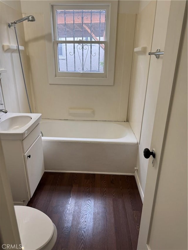 1960 Olive Way, Pasadena, CA 91104 - full bath featuring wood finished floors, toilet, vanity, and shower / bath combination