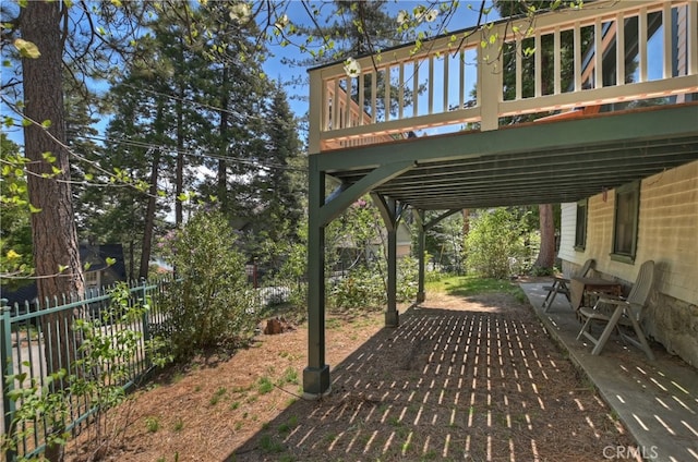242 Holiday Dr, Lake Arrowhead, CA 92352 - view of patio / terrace with fence and a wooden deck