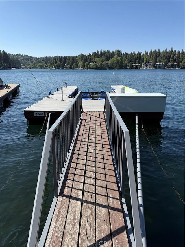242 Holiday Dr, Lake Arrowhead, CA 92352 - dock with a water view and a view of trees