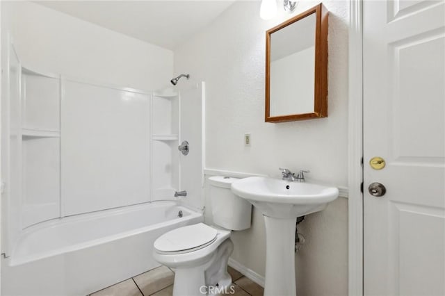 20905 Trigger Ln, Diamond Bar, CA 91765 - bathroom with toilet, tile patterned floors, shower / bathtub combination, and a sink