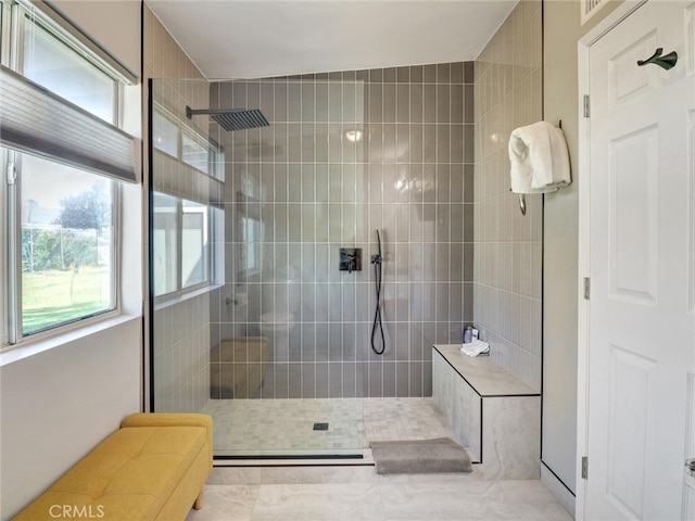 bathroom with a walk in shower