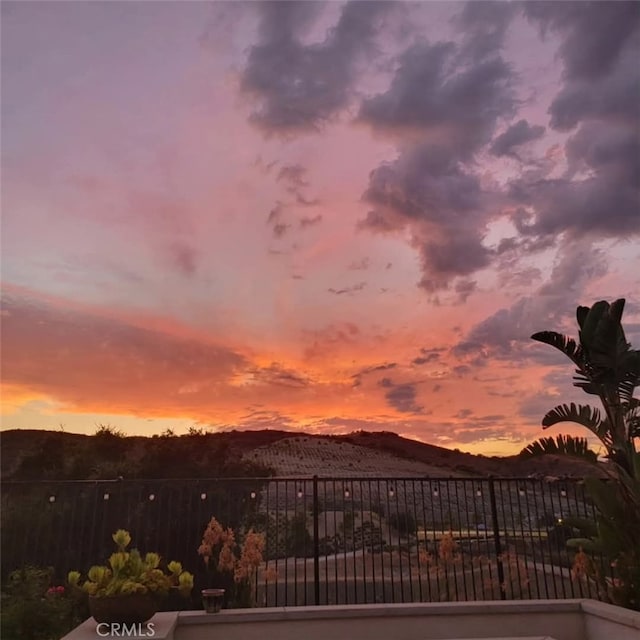 exterior space featuring a mountain view