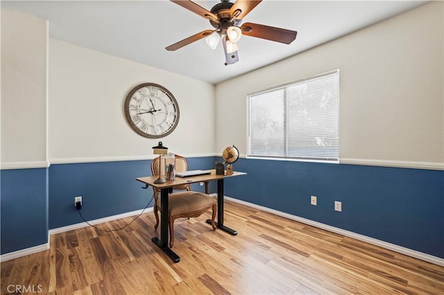 23664 Clearidge Dr, Valencia, CA 91354 - office space featuring a ceiling fan, wood finished floors, and baseboards