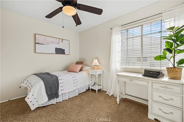 23664 Clearidge Dr, Valencia, CA 91354 - carpeted bedroom with baseboards and ceiling fan
