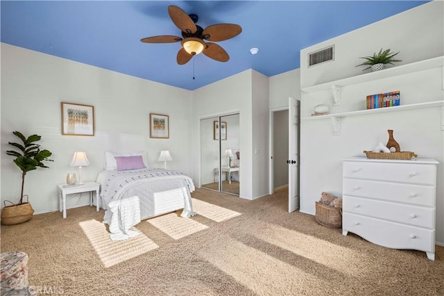 23664 Clearidge Dr, Valencia, CA 91354 - carpeted bedroom with a closet and a ceiling fan