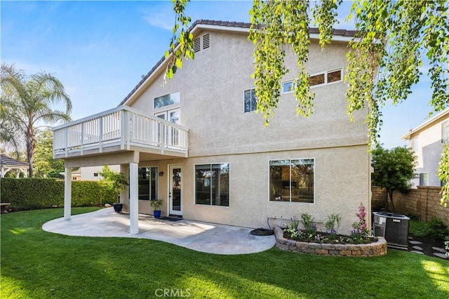 23664 Clearidge Dr, Valencia, CA 91354 - rear view of house featuring a balcony, a patio, and stucco siding