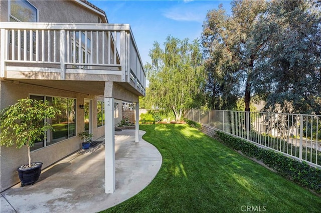 23664 Clearidge Dr, Valencia, CA 91354 - view of yard featuring a balcony and a patio area