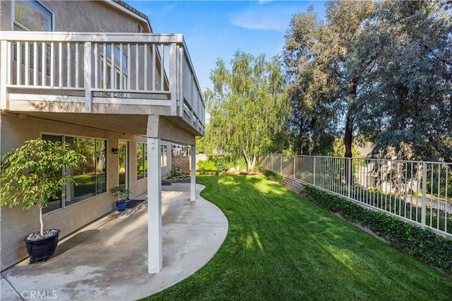 23664 Clearidge Dr, Valencia, CA 91354 - fenced backyard featuring a balcony and a patio