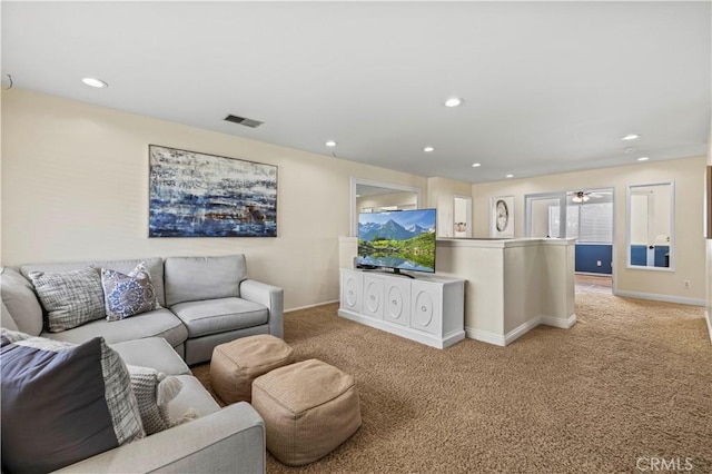 23664 Clearidge Dr, Valencia, CA 91354 - living area featuring light carpet and recessed lighting