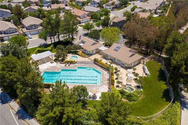 23664 Clearidge Dr, Valencia, CA 91354 - aerial view of residential area featuring a pool area