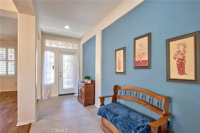 39312 Beringer Dr, Murrieta, CA 92563 - entryway with baseboards, recessed lighting, and light tile patterned floors