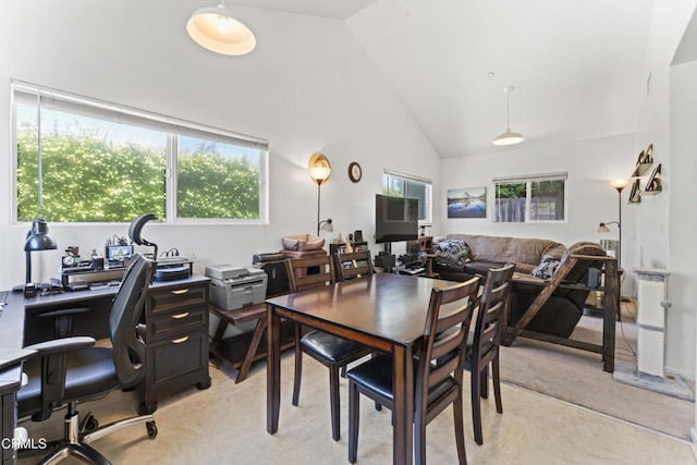 130132 Virginia Dr, Ventura, CA 93003 - dining area featuring an office area and high vaulted ceiling