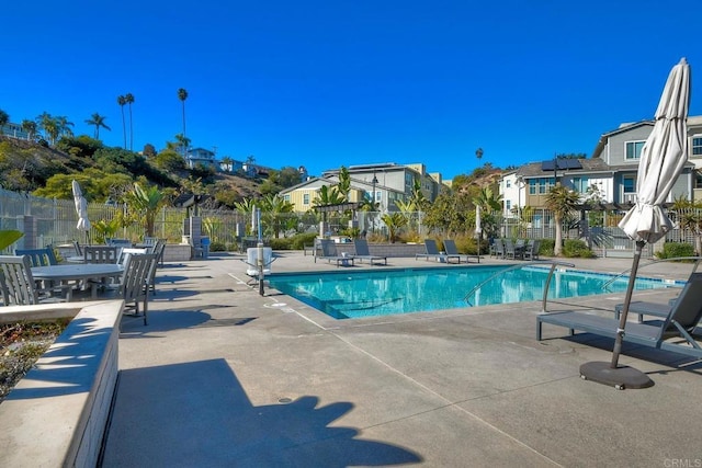 1121 Makena Way, Oceanside, CA 92054 - community pool featuring a patio, fence, and a residential view