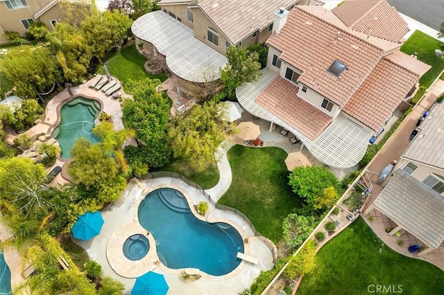 28433 Pinewood Ct, Saugus, CA 91390 - drone / aerial view of a pool