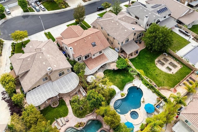 drone / aerial view with a residential view