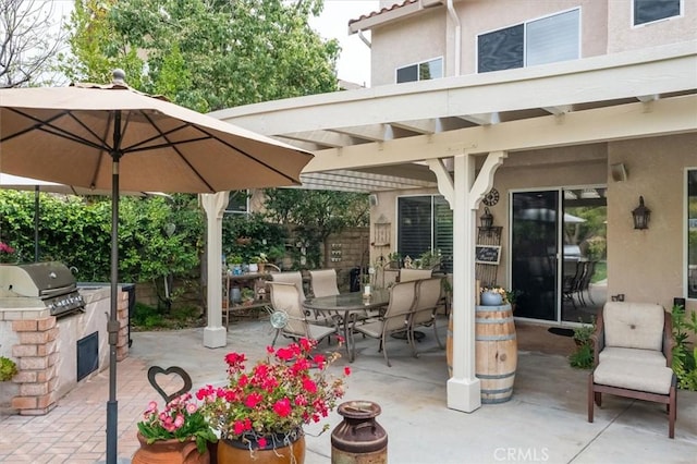 view of patio / terrace with outdoor dining space, area for grilling, and grilling area