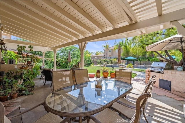 28433 Pinewood Ct, Saugus, CA 91390 - fenced backyard featuring outdoor dining area, a patio area, and exterior kitchen