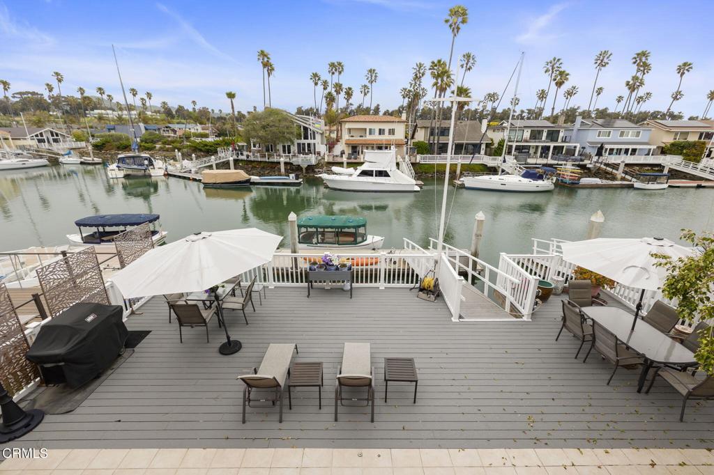 dock area featuring a deck with water view