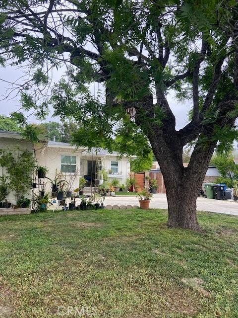 view of front of home featuring fence and a front lawn