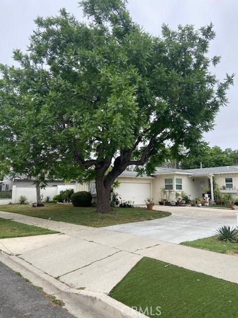 20243 Bassett St, Winnetka, CA 91306 - view of front of home with concrete driveway and a front yard