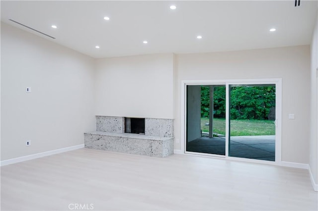 16840 Superior St, Northridge, CA 91343 - unfurnished living room with wood finished floors, baseboards, a fireplace, and recessed lighting