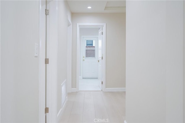 16840 Superior St, Northridge, CA 91343 - hallway featuring baseboards, light tile patterned floors, and recessed lighting