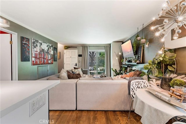 360 Obispo Ave Unit 15, Long Beach, CA 90814 - living area featuring wood finished floors and a chandelier