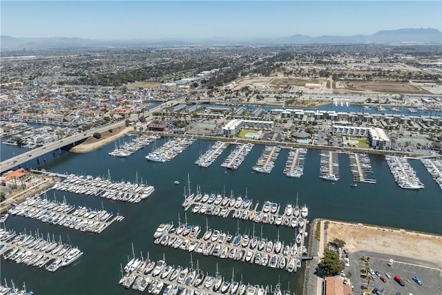 4027 W Hemlock St, Oxnard, CA 93035 - bird's eye view of numerous boat docks and a water and mountain view