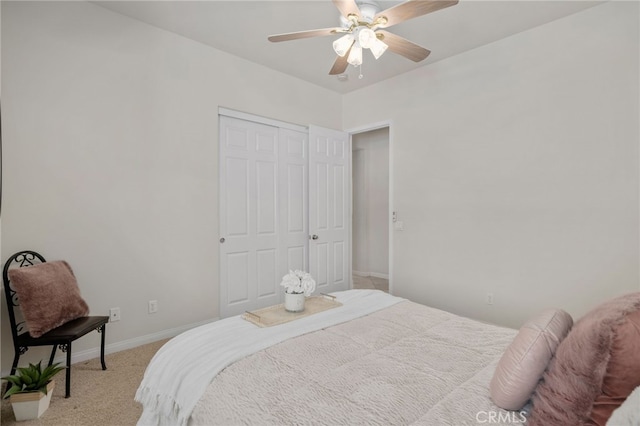 955 Union St, Cherry Valley, CA 92223 - bedroom with light colored carpet, baseboards, a closet, and ceiling fan