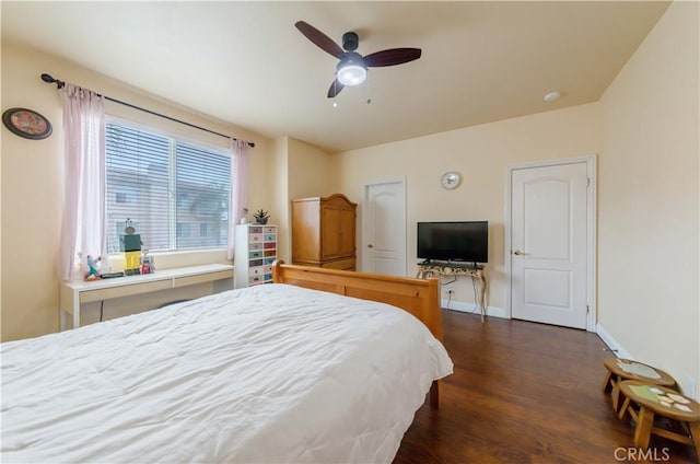 11175 Reagan St, Los Alamitos, CA 90720 - bedroom featuring dark wood-type flooring, baseboards, and ceiling fan