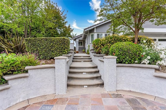 exterior space featuring stairs