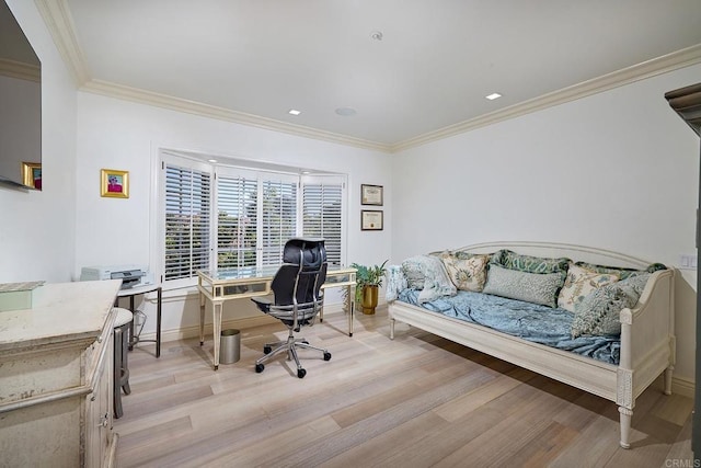 6019 La Flecha, Rancho Santa Fe, CA 92067 - office space with light wood-style flooring, baseboards, and ornamental molding