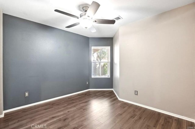25624 Driftview Cir, Menifee, CA 92584 - empty room with wood finished floors, a ceiling fan, and baseboards