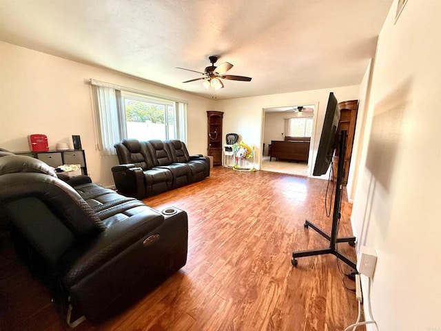10442 Nate Way, Santee, CA 92071 - living area featuring a ceiling fan and wood finished floors