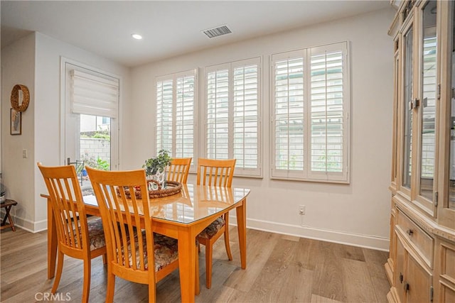 12931 Lotus St, Garden Grove, CA 92840 - dining room with baseboards, light wood-type flooring, visible vents, and recessed lighting