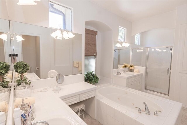 1490 N Dewitt Ave, Clovis, CA 93619 - full bath featuring a tub with jets, vanity, and a shower stall