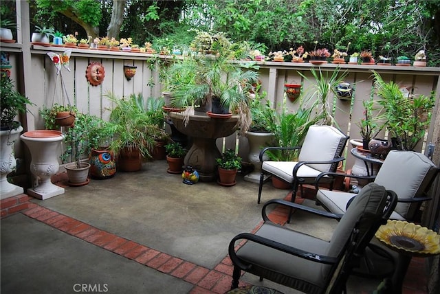 balcony with a patio area