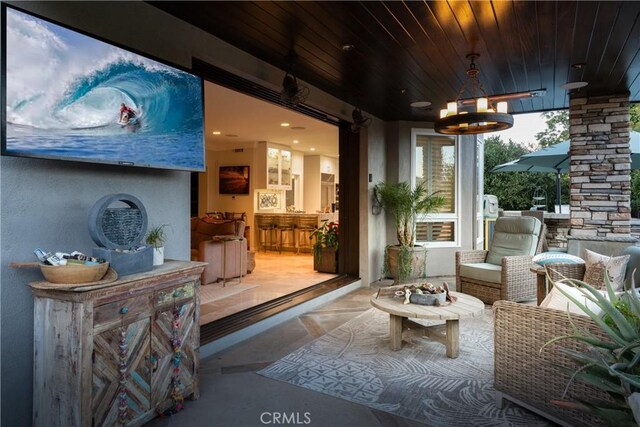 184 Halsbury Ct, Lake Sherwood, CA 91361 - sunroom featuring a chandelier