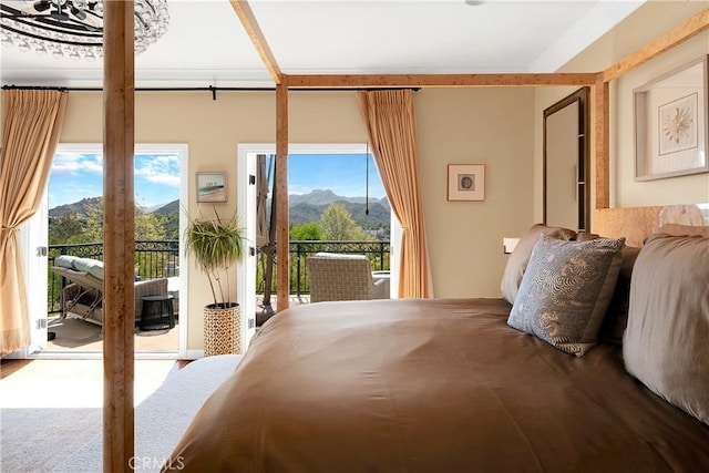 184 Halsbury Ct, Lake Sherwood, CA 91361 - bedroom with access to outside and a mountain view