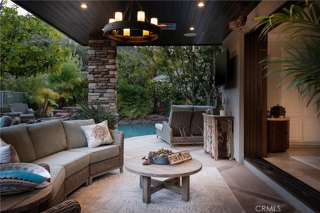184 Halsbury Ct, Lake Sherwood, CA 91361 - view of patio with an outdoor living space and an outdoor pool