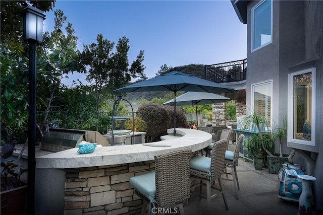 184 Halsbury Ct, Lake Sherwood, CA 91361 - view of patio / terrace with a balcony, area for grilling, and outdoor wet bar