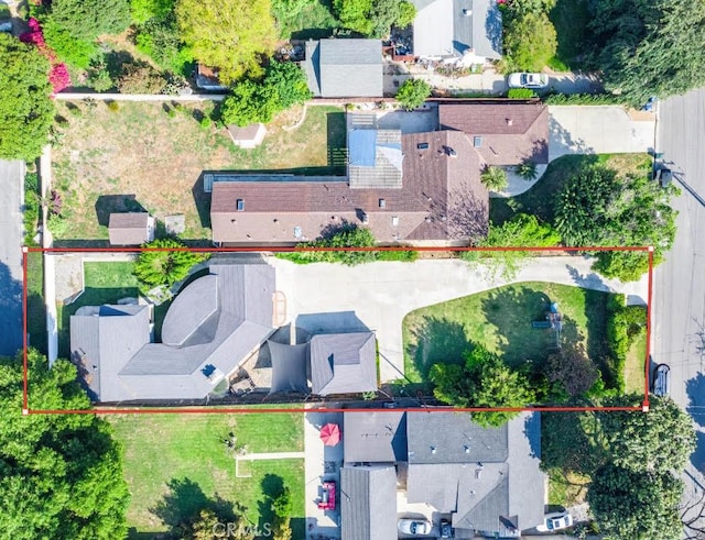 10541 Cliota St, Whittier, CA 90601 - aerial view of residential area featuring property parcel outlined