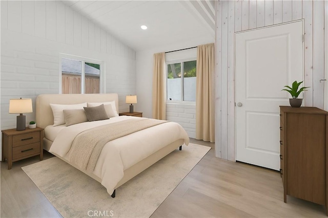 10541 Cliota St, Whittier, CA 90601 - bedroom with vaulted ceiling, light wood-style floors, and recessed lighting