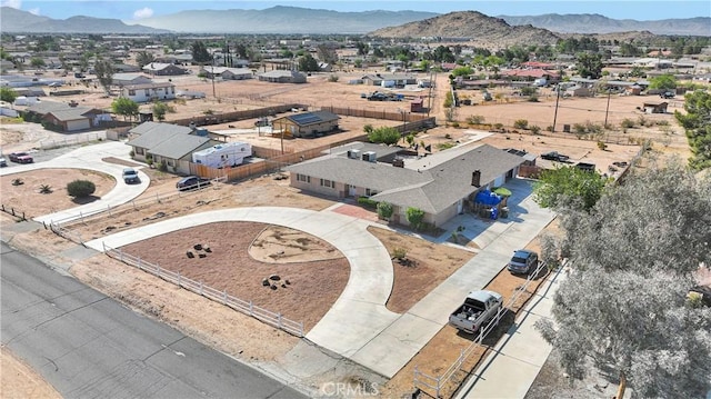 aerial view with a mountain view and a residential view