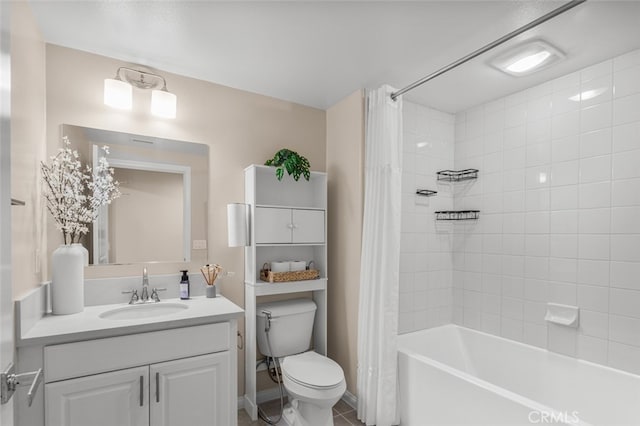 102 Rose Arch Unit 23, Irvine, CA 92620 - full bath featuring toilet, tile patterned floors, vanity, shower / bath combo, and baseboards
