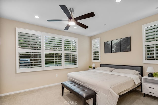 102 Rose Arch Unit 23, Irvine, CA 92620 - bedroom with carpet flooring, baseboards, recessed lighting, and ceiling fan