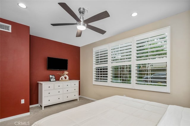 102 Rose Arch Unit 23, Irvine, CA 92620 - carpeted bedroom featuring baseboards, recessed lighting, and a ceiling fan